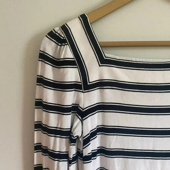 Loft Black and White Striped Square Neck Dress - Picture 6 of 13